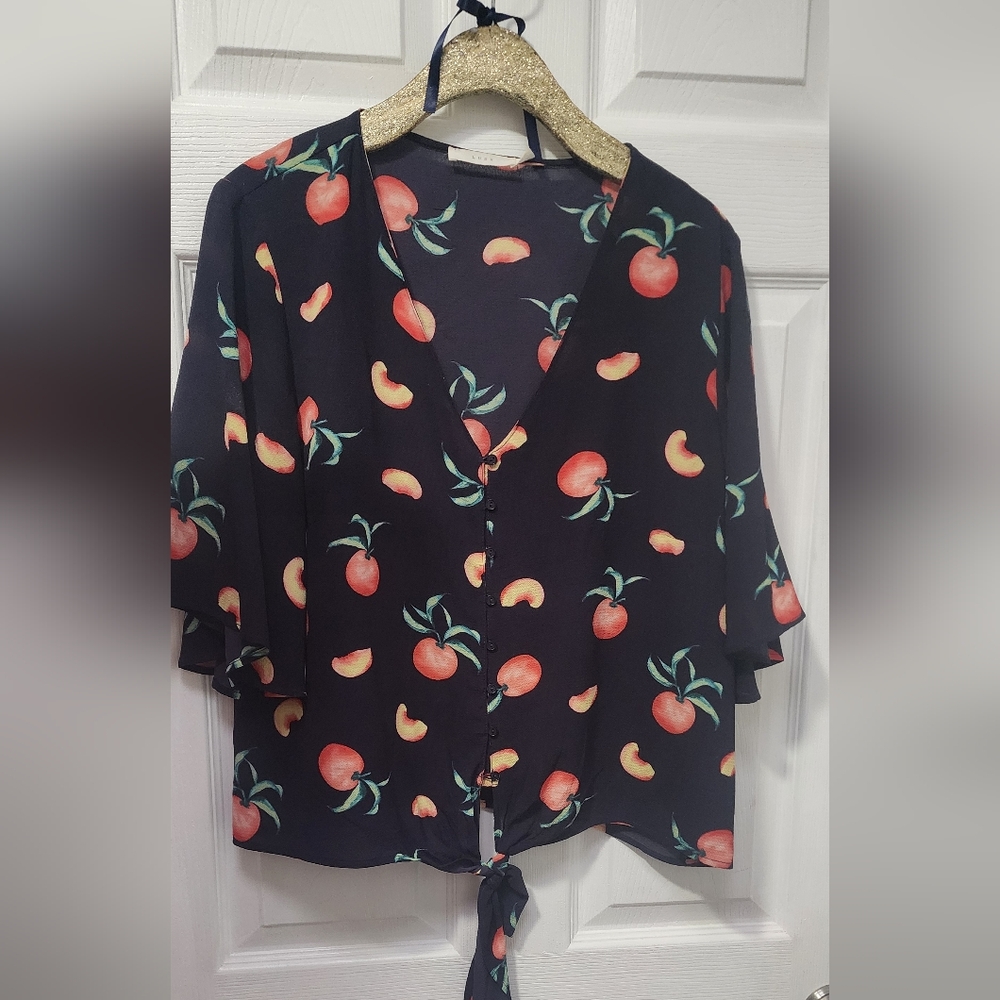 Lush Stitch Fix Blouse with Peach Print Medium